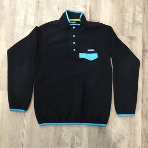 Womens PATAGONIA Snap-T Black Pullover Fleece Sweater Size Medium